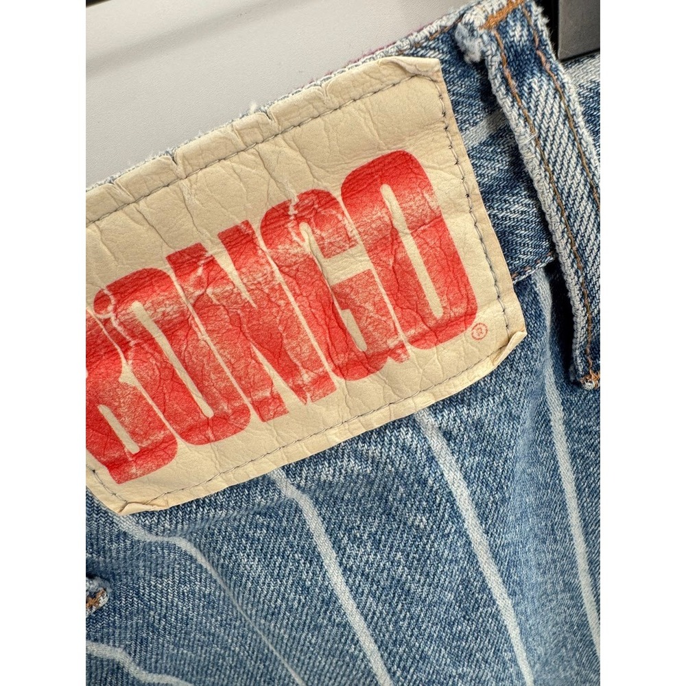 Vintage Bongo High Rise Jeans Striped Pattern Blue/White Size 9 Cropped - Picture 6 of 8